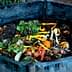 Compost bin filled with organic waste including vegetable scraps and eggshells. - Olive Oil Times