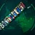 Aerial view of a cargo ship loaded with colorful containers on a radar screen. - Olive Oil Times