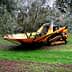 Olive harvesting machine positioned among olive trees in a grove. - Olive Oil Times