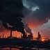 Oil refinery with smoke billowing from chimneys against a dark sky at dusk. - Olive Oil Times