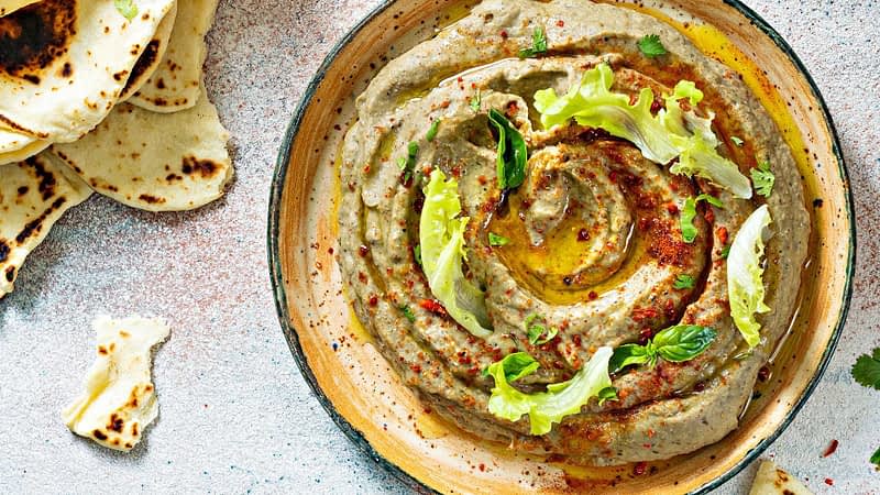 Roasted Eggplant Dip with Olive Oil, Lemon, and Tahini