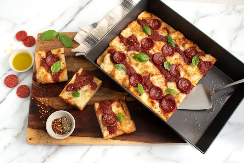 Detroit-Style Pizza with EVOO Crust