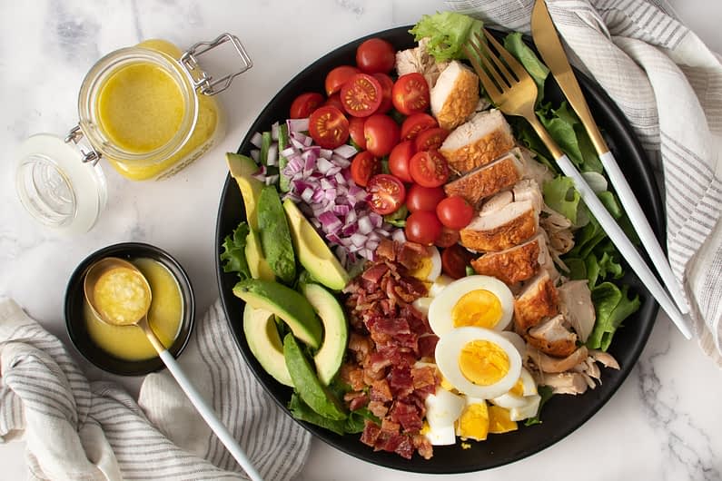 Classic Cobb Salad with Olive Oil Bleu Cheese Dressing