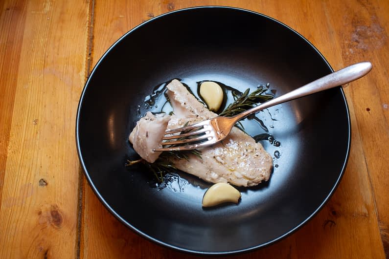 Olive Oil Poached Mahi Mahi with Garlic and Rosemary