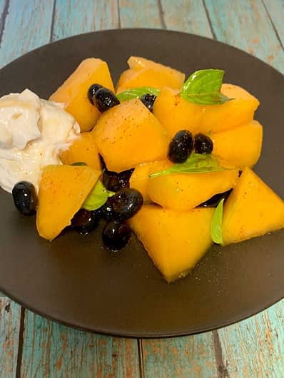 Juicy Melon Salad with Greek Yogurt and Honey