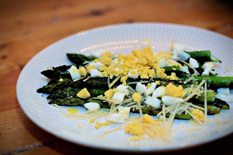 Grilled Asparagus Salad with Olive Oil and Parmesan. 