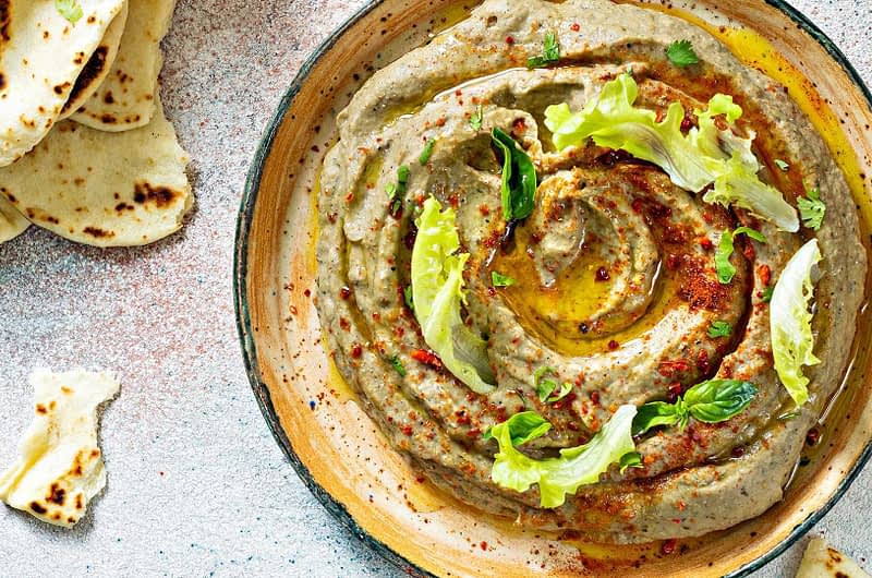 Roasted Eggplant Dip with Olive Oil, Lemon, and Tahini