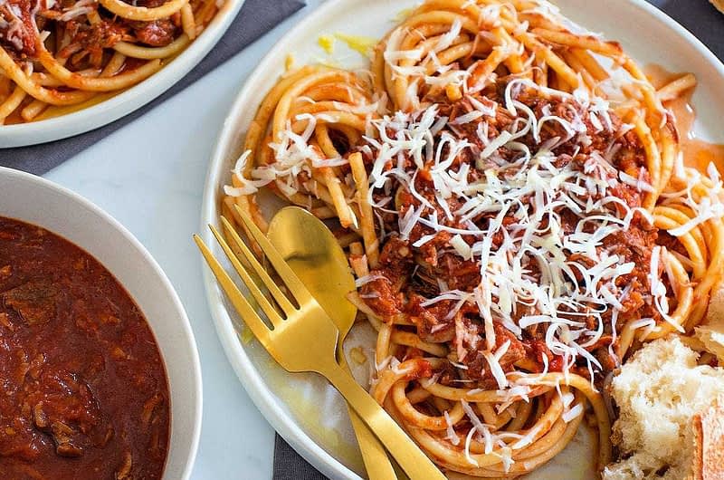 Olive Oil Braised Lamb all’Amatricana