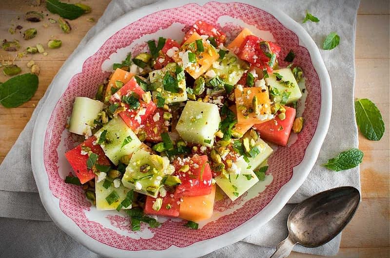 Melon, Pistachio and Olive Oil Salad
