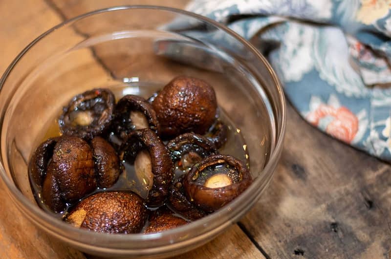 Olive Oil Marinated Cremini Mushrooms.