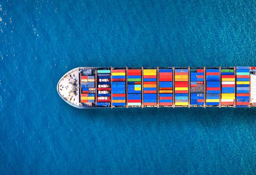 Cargo ship at sea