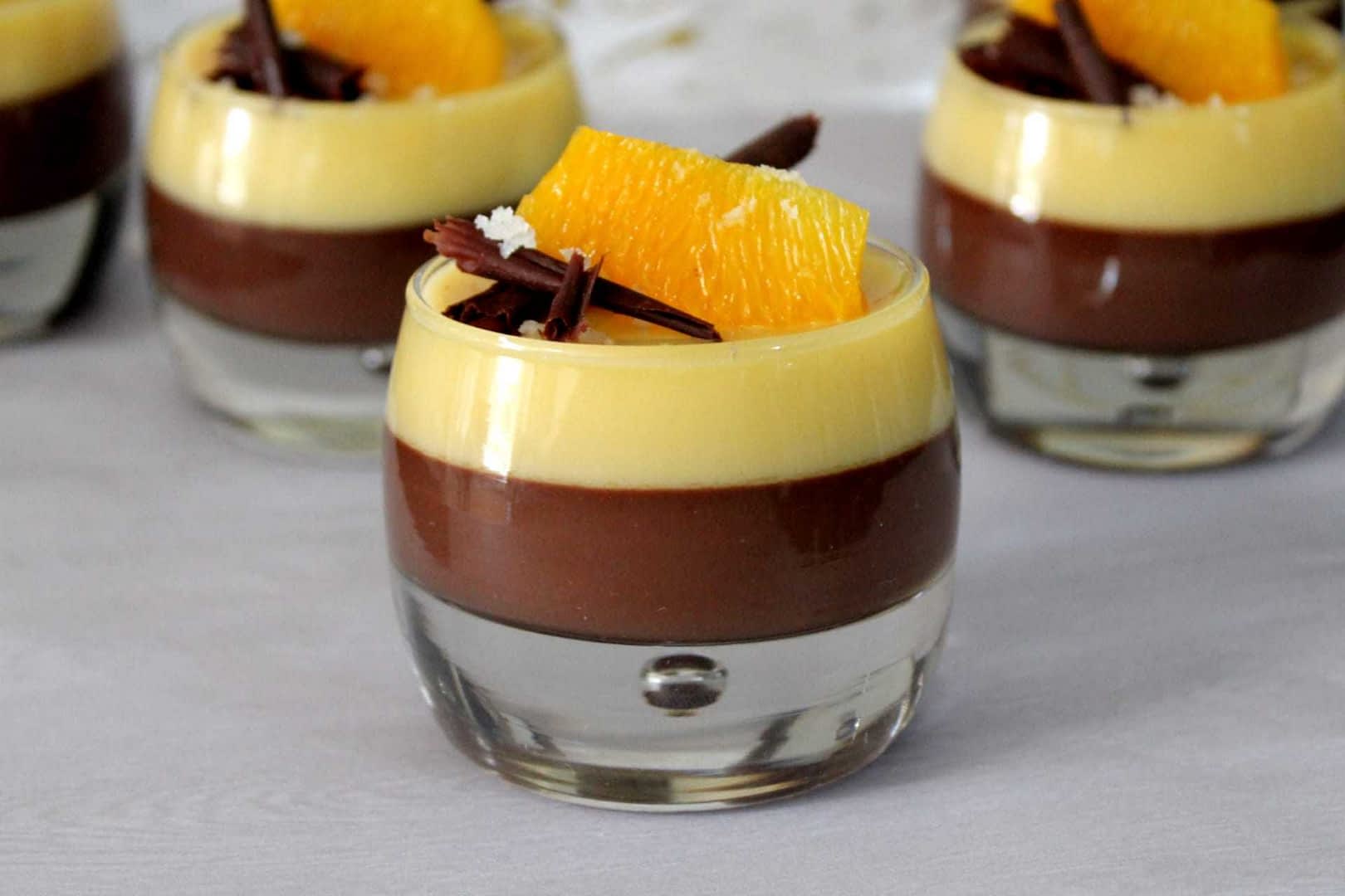 Layered Pots de Crème with orange and sea salt