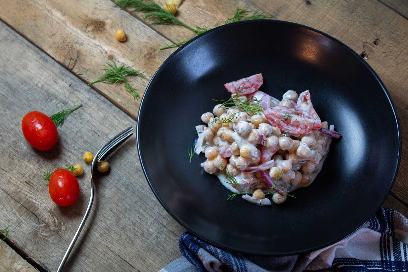 Chickpea Salad with Olive Oil, Yogurt and Dill