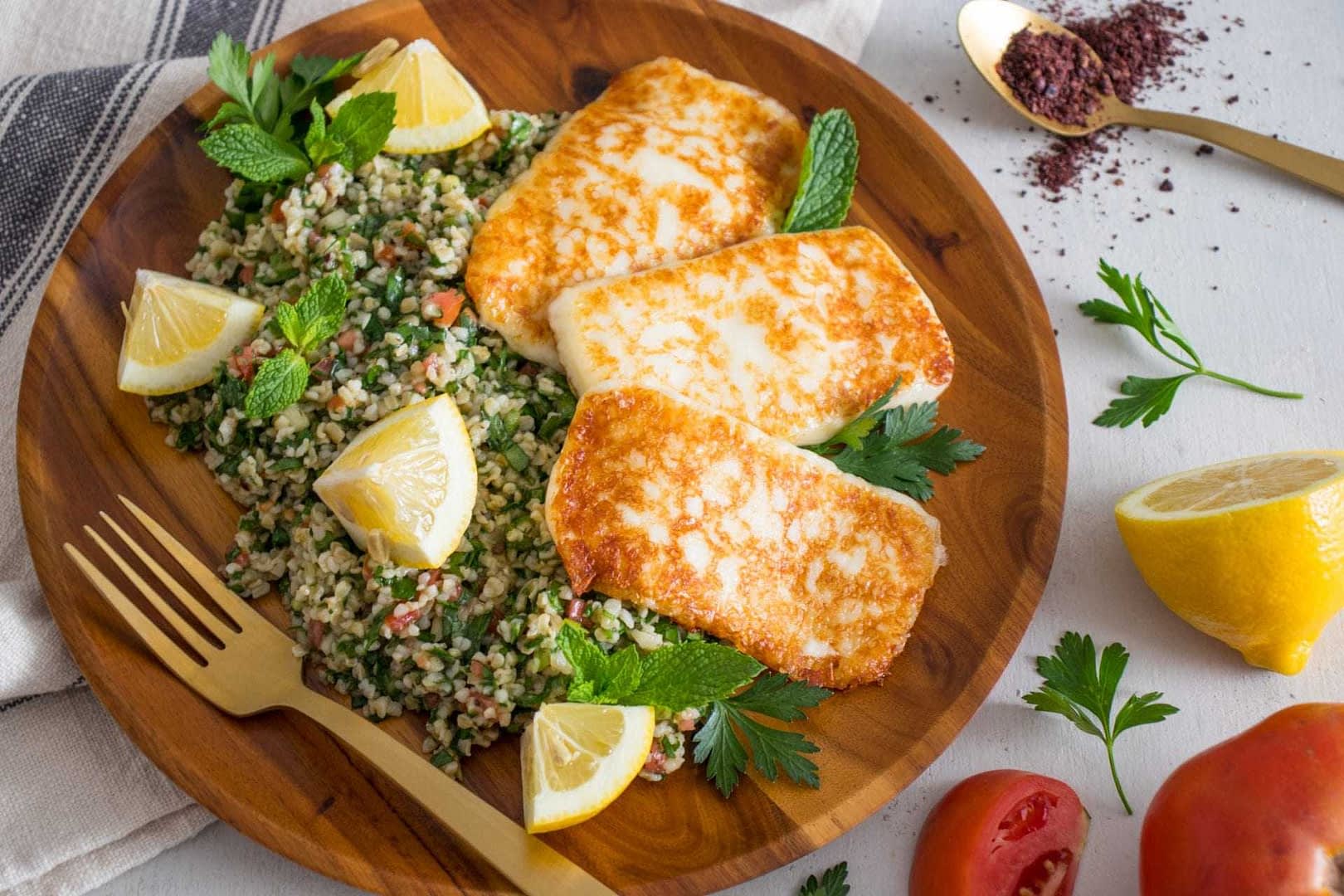 Halloumi Tabbouleh with Sumac and Olive Oil Dressing