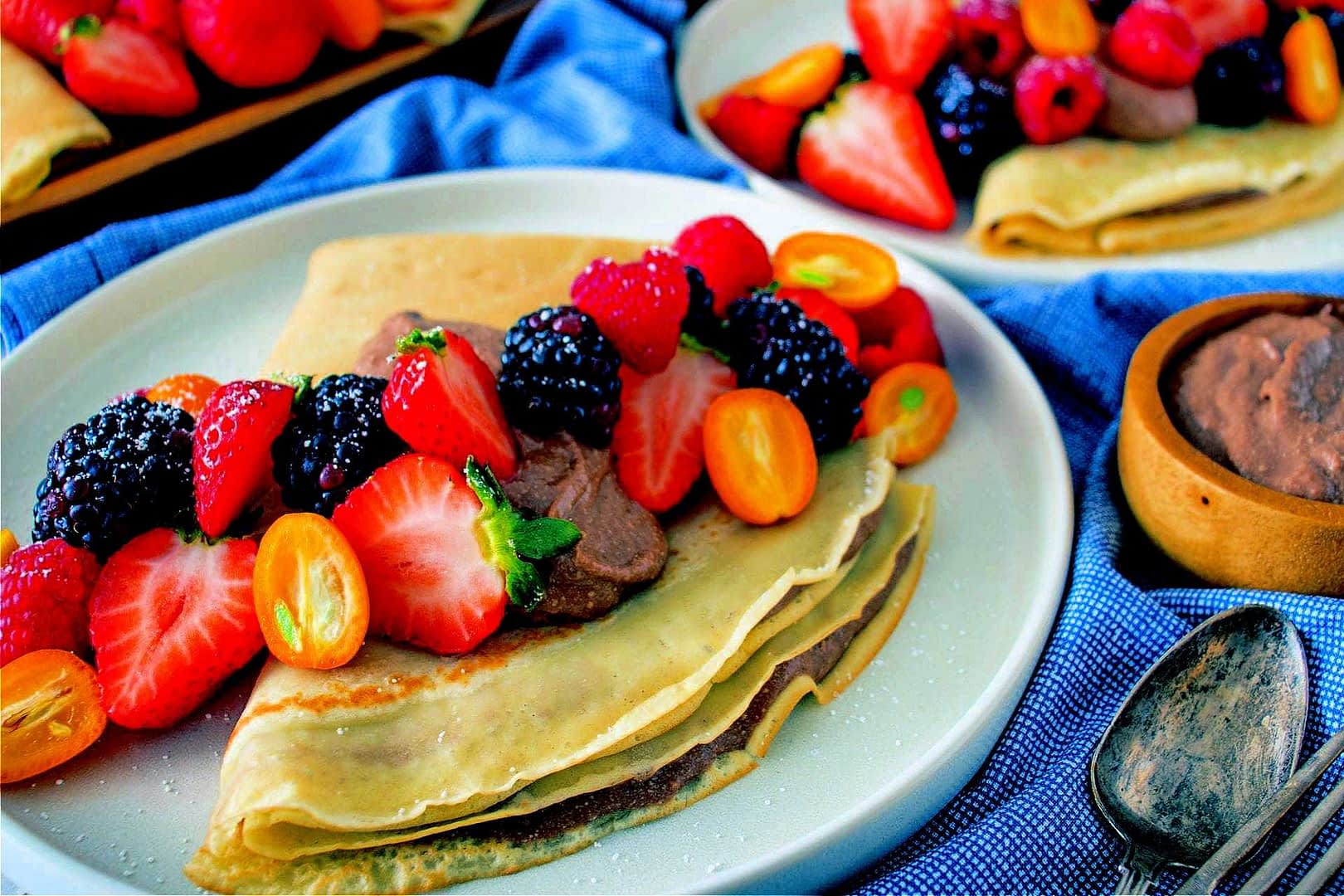 Olive Oil Crepes with Hazelnut Ricotta