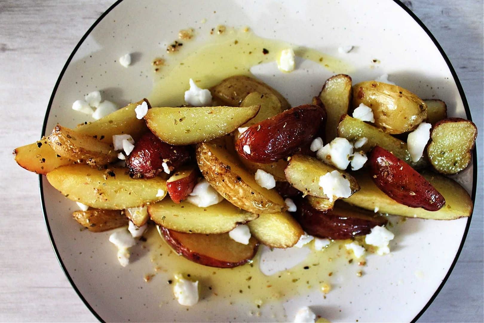 Lemon Olive Oil Fingerling Potatoes with Feta