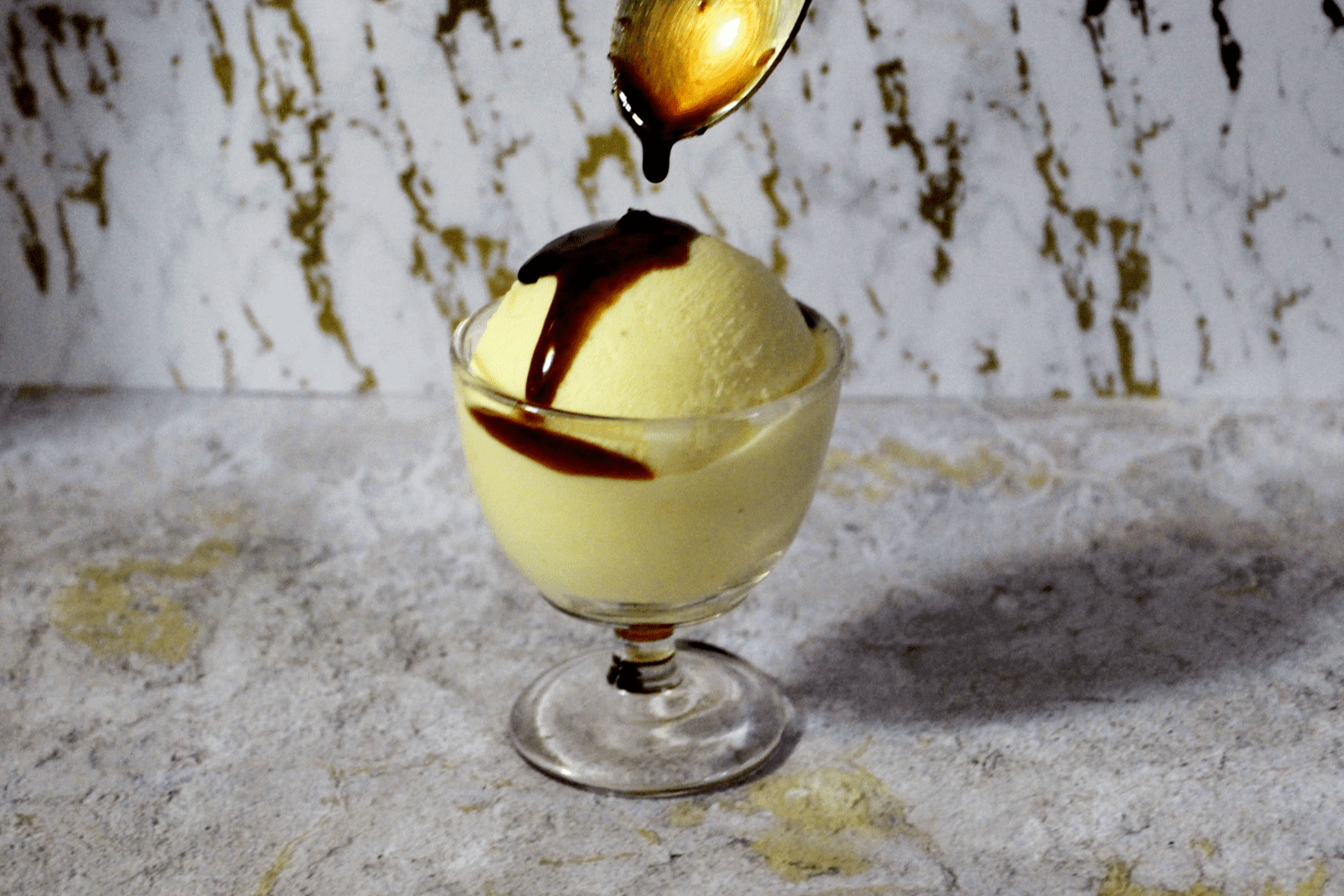 Olive Oil Ice Cream with Caramelized Dates