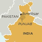 Map showing the Punjab region in India, highlighting Amritsar and its location near Pakistan. - Olive Oil Times