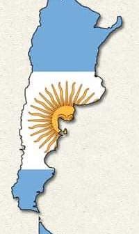 Outline map of Argentina featuring the national flag colors and emblem in the center. - Olive Oil Times