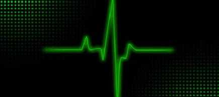Green heartbeat line displayed on a black background with a dotted pattern. - Olive Oil Times