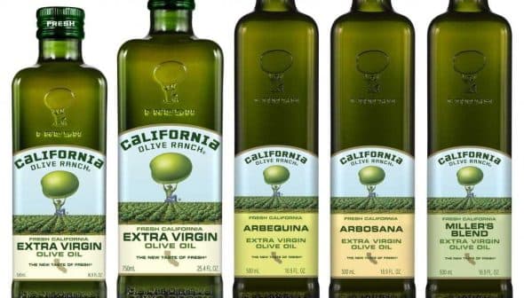Five bottles of California Olive Ranch extra virgin olive oil in various varieties. - Olive Oil Times