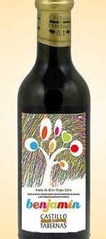 Small bottle of Benjamin olive oil with a colorful tree design on the label. - Olive Oil Times