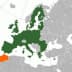 Map of Europe with Morocco highlighted in orange and the rest of Europe in green. - Olive Oil Times