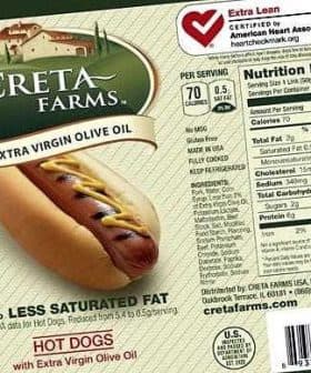 Package of Creta Farms hot dogs featuring extra virgin olive oil and nutrition facts. - Olive Oil Times