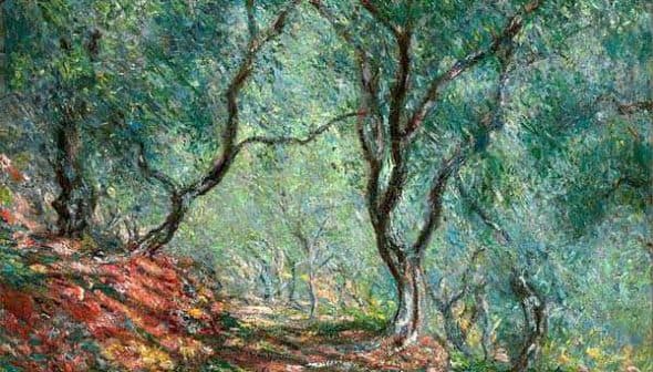 Impressionist painting of olive trees with vibrant colors and textured brush strokes. - Olive Oil Times