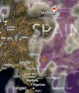 Weather map showing various regions of Spain with cloud coverage and precipitation indicators. - Olive Oil Times
