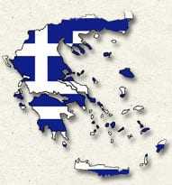 Map of Greece featuring the national flag colors of blue and white integrated into the design. - Olive Oil Times