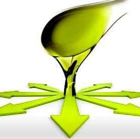 Graphic representation of olive oil pouring with arrows pointing in various directions. - Olive Oil Times