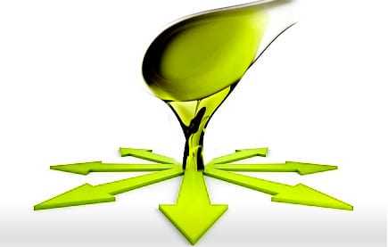 Graphic representation of olive oil pouring with arrows pointing in various directions. - Olive Oil Times