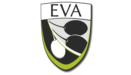 Logo of EVA featuring two olives in black and white with green accents. - Olive Oil Times
