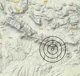 Topographic map displaying terrain features with concentric circles indicating seismic activity. - Olive Oil Times