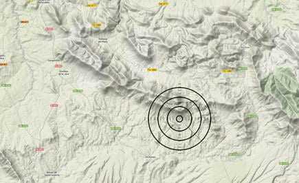 Topographic map displaying terrain features with concentric circles indicating seismic activity. - Olive Oil Times