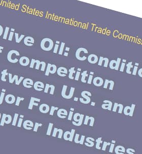 Cover of a report titled 'Olive Oil: Conditions of Competition between U.S. and Major Foreign Supplier Industries'. - Olive Oil Times