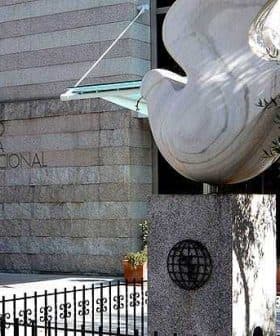 Abstract sculpture resembling a dove located outside the International Olive Council building. - Olive Oil Times