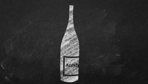 Illustration of a vinegar bottle with the label 'Aceto' on a black background. - Olive Oil Times