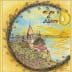Illustration featuring a coastal view of Alghero with a sun and olive branch motif. - Olive Oil Times