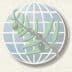 Emblem featuring an olive branch overlaying a globe design in blue and green colors. - Olive Oil Times
