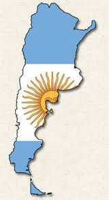 Outline map of Argentina filled with blue and white colors representing the national flag. - Olive Oil Times