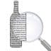 Silhouette of a wine bottle filled with text and a magnifying glass beside it. - Olive Oil Times