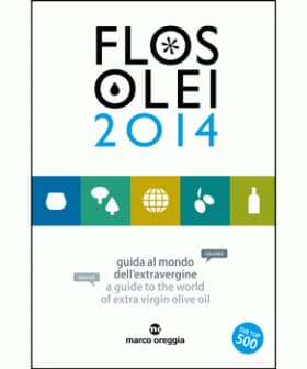 Cover of the Flos Olei 2014 guide featuring icons and text about extra virgin olive oil. - Olive Oil Times