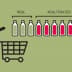 Graphic showing a person with a shopping cart next to bottles labeled real and adulterated in different colors. - Olive Oil Times