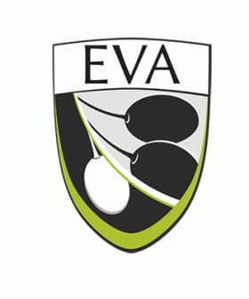 Logo of EVA featuring two olives and the letters EVA in a shield design. - Olive Oil Times