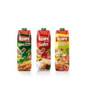 Three cartons of Koipe oil in different varieties: Extra, Saber, and Suave. - Olive Oil Times