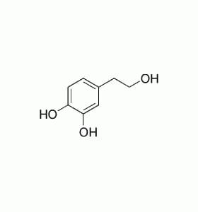 Chemical structure diagram of hydroxytyrosol showing its molecular composition. - Olive Oil Times