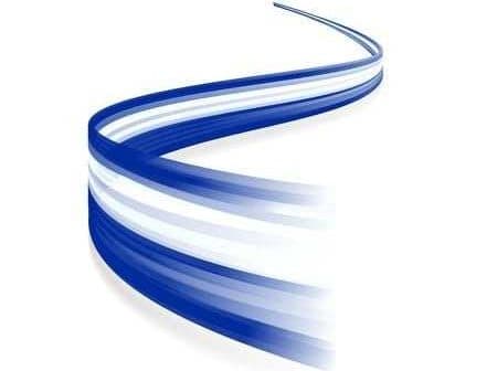 Abstract design featuring curved blue and white lines flowing in a wave pattern. - Olive Oil Times