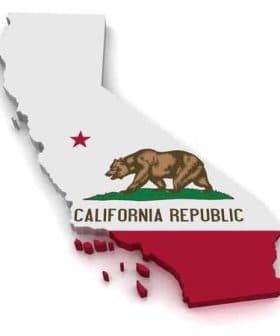 Outline of California state featuring the California Republic flag with a bear and a star. - Olive Oil Times